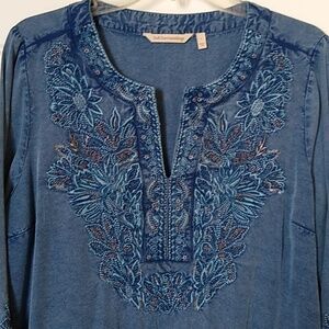 Beautiful Blue Embroidered Women's Top  - L